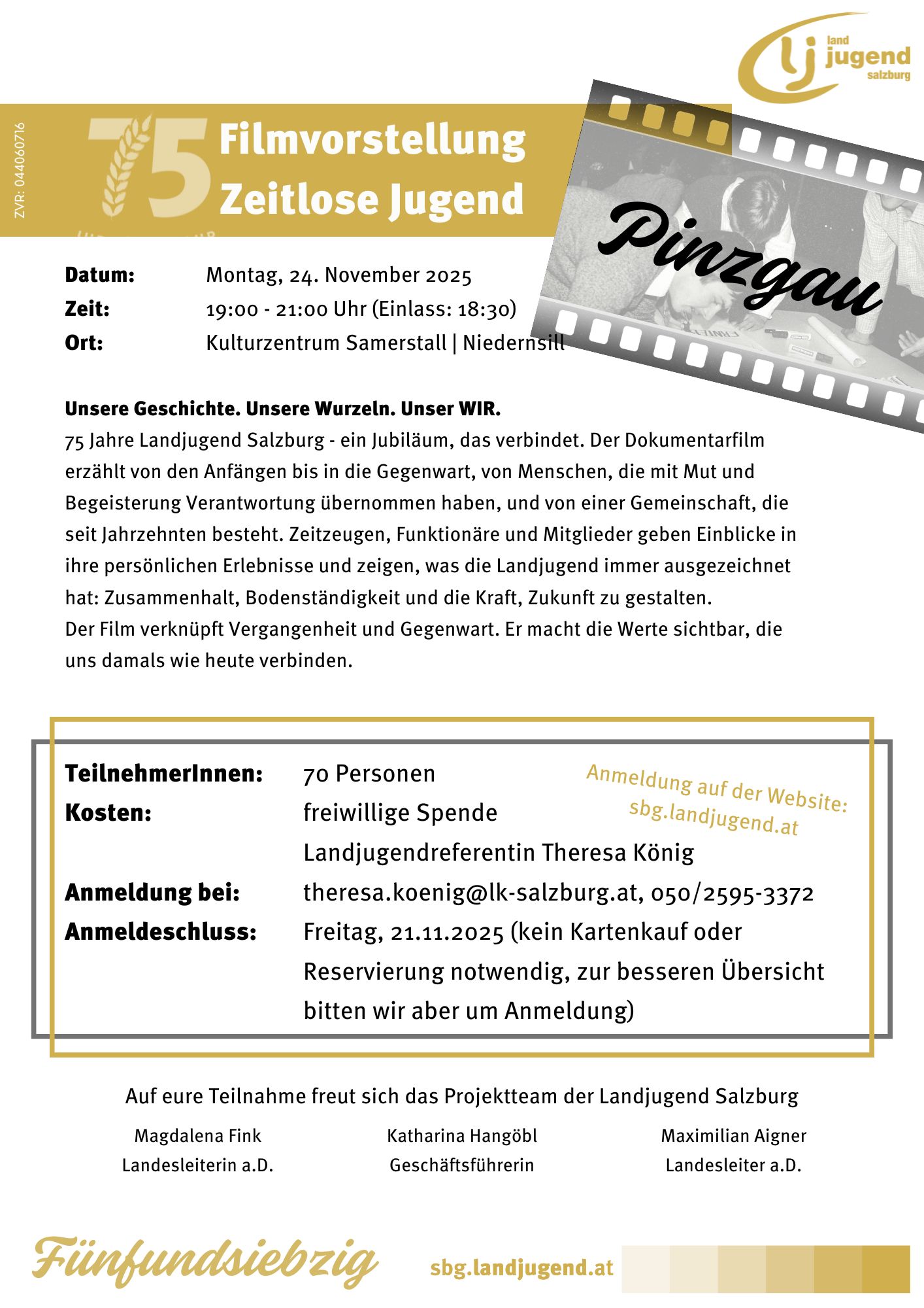 Filmvorstellung PINZGAU: Zeitlose Jugend - 75 Jahre Landjugend Salzburg