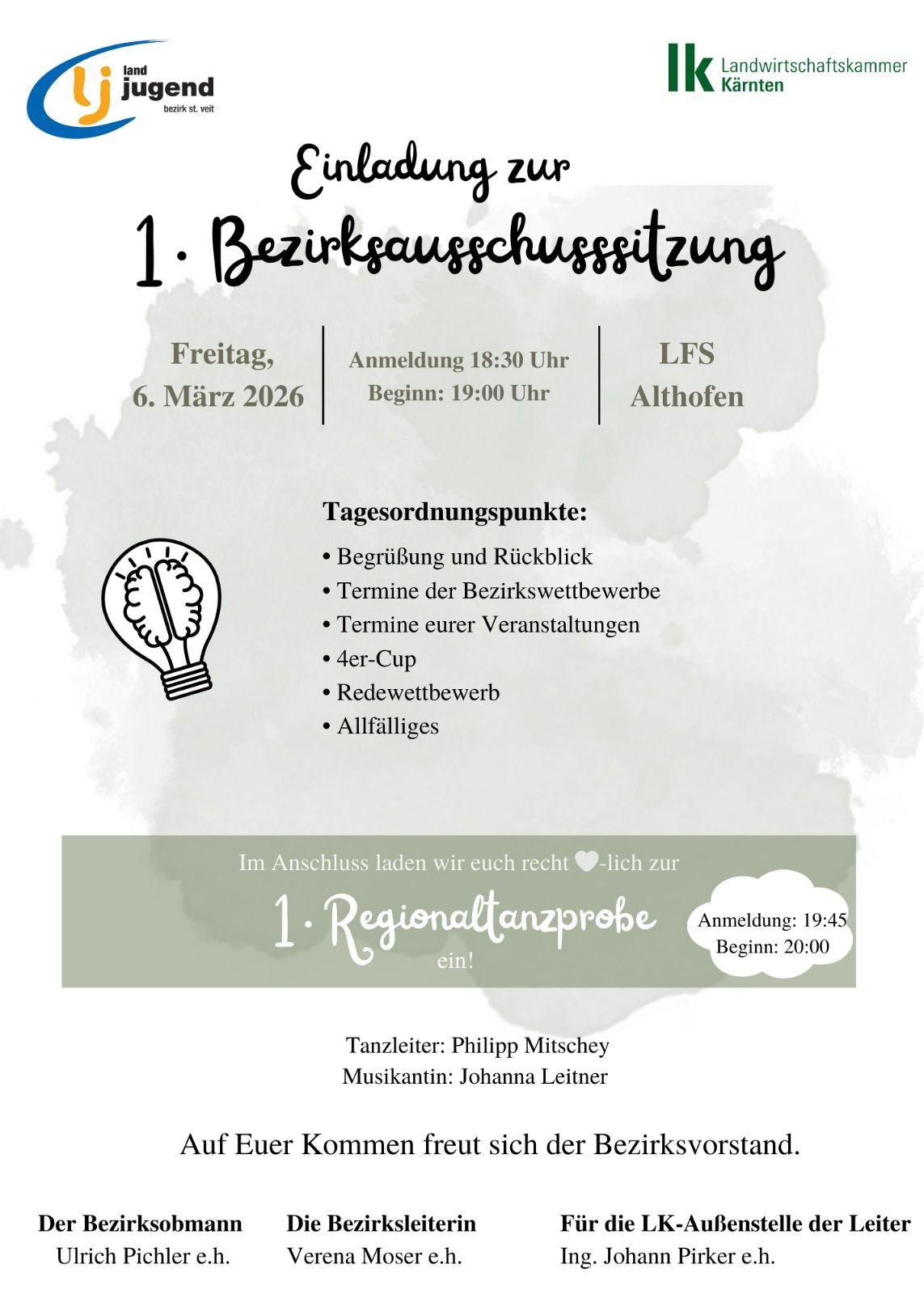 St. Veit: Bezirksausschusssitzung mit anschließender Regionaltanzprobeie