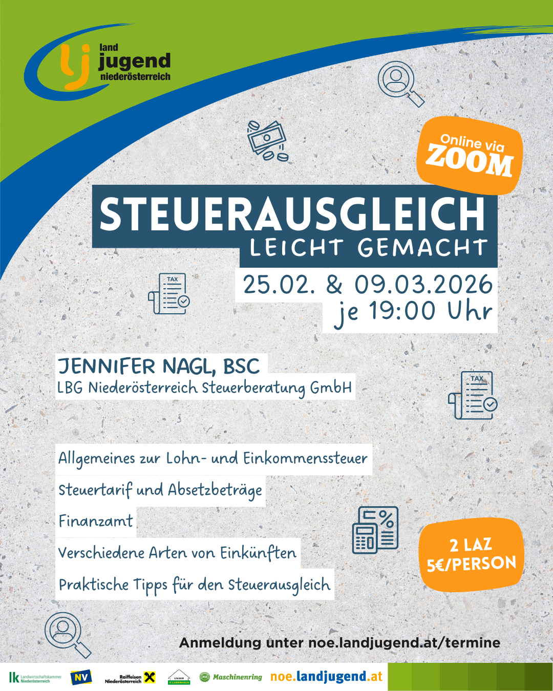 AUSGEBUCHT - Online Seminar - "Steuerausgleich leicht gemacht" in der Landjugend Niederösterreich