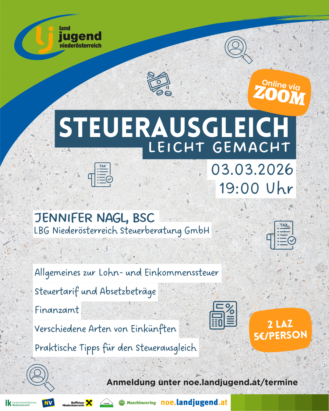 Online Seminar - "Steuerausgleich leicht gemacht" in der Landjugend Niederösterreich
