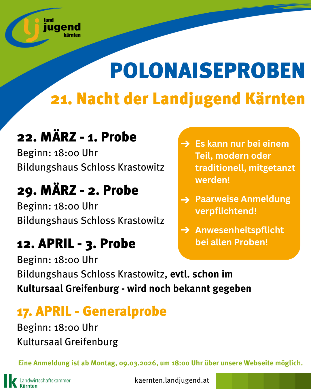 Polonaiseproben: 21. Nacht der Landjugend Kärnten