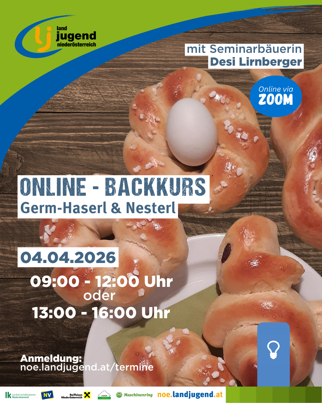 Online Seminar - Backkurs "Germ-Haserl & Nesterl" in der Landjugend Niederösterreich