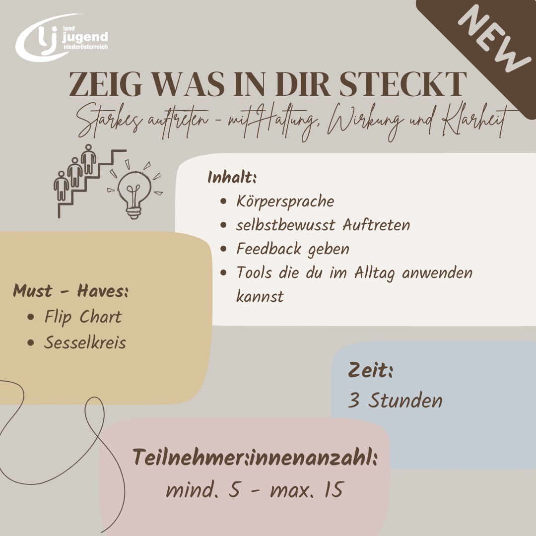 "Zeig was in dir steckt" Starkes auftreten - mit Haltung, Wirkung und Klarheit im Bezirk Hollabrunn