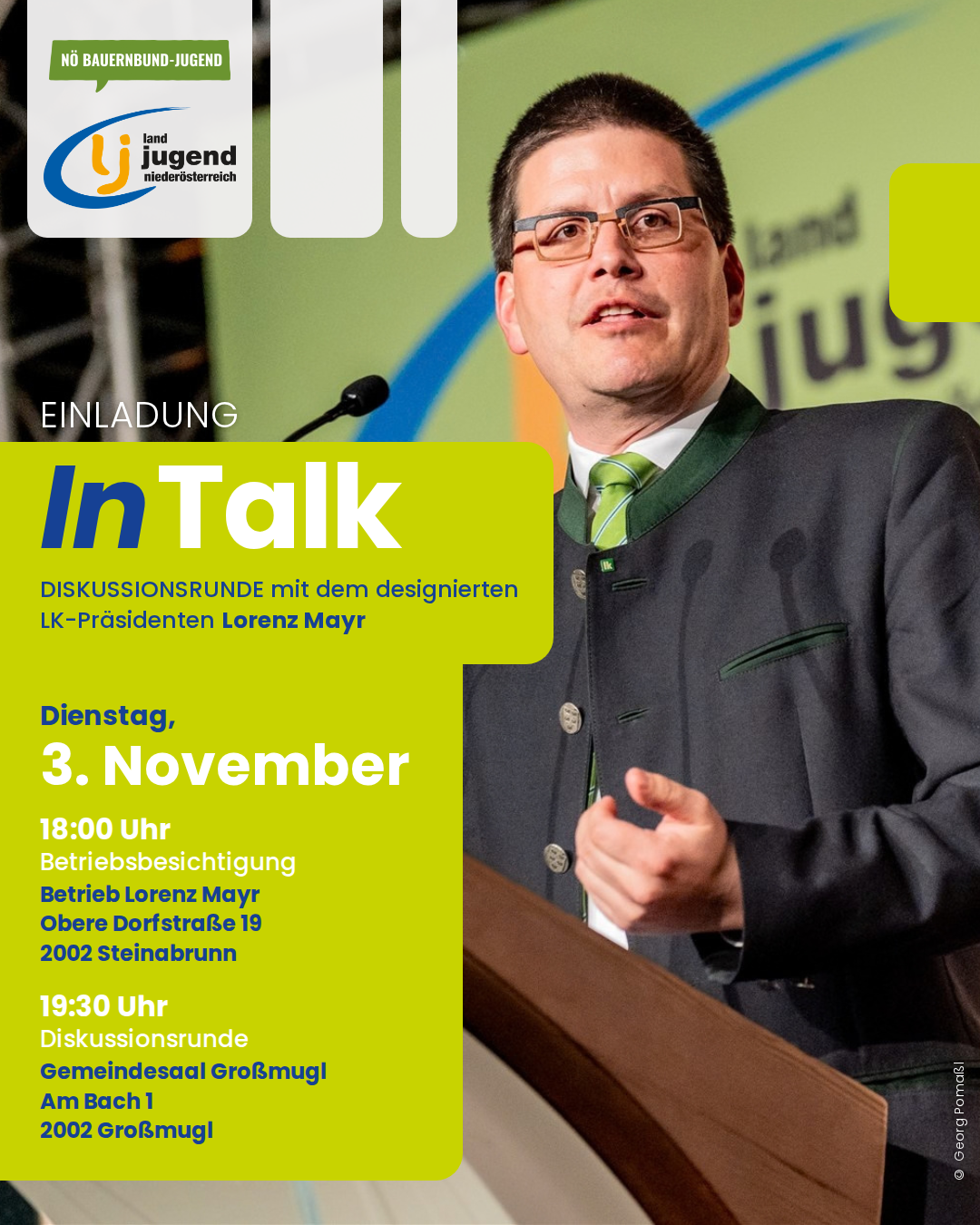 Landjugend InTalk - mit Lorenz Mayr design. Präsident der Landwirtschaftskammer Niederösterreich