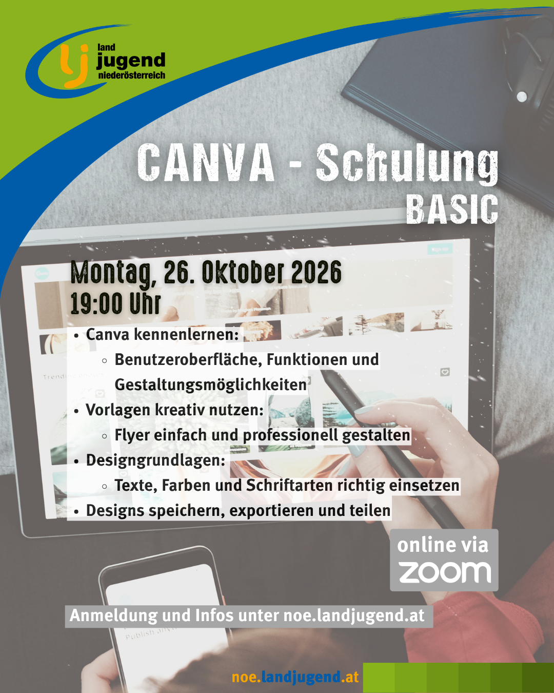 Online Seminar - "Canva-Schulung-Basic" in der Landjugend Niederösterreich