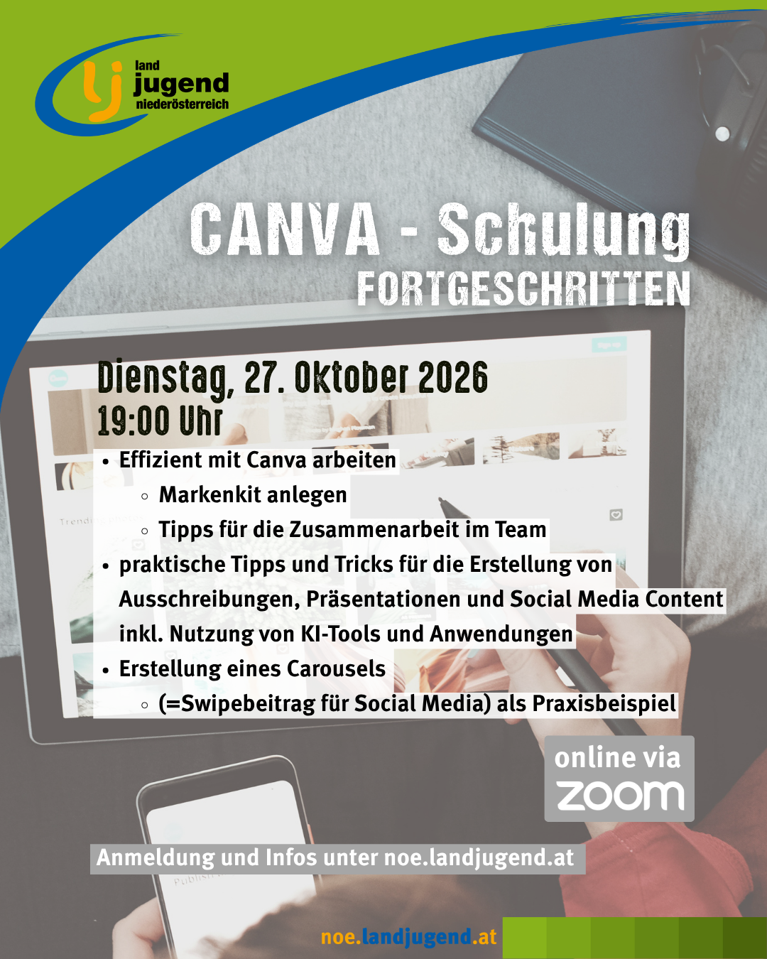 Online Seminar - "Canva-Schulung-Fortgeschritten" in der Landjugend Niederösterreich